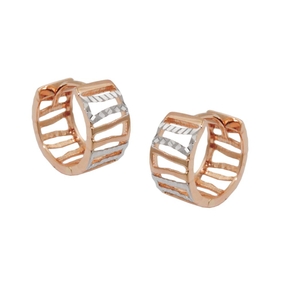 Paar Creolen Ohrringe Klappcreole Streben 375 Gold Rotgold bicolor Damen