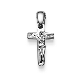 Anhänger Kreuz mit Korpus 19x9mm aus 585 Gold Weißgold glänzend Halsschmuck