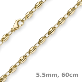 5,5mm Ankerkette Kette Collier Schiffsanker Halskette aus 750 Gold Gelbgold 60cm