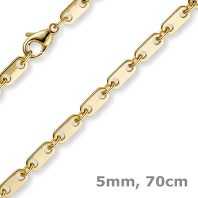 5mm Kette Collier Plattenkette aus 750 Gold Gelbgold 70cm Unisex Goldkette 5mm Kette Collier Plattenkette aus 750 Gold Gelbgold 70cm Unisex Goldkette