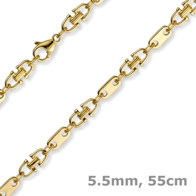 5,5mm Platte-Steigbügel Kette Collier Halskette, 750 Gold Gelbgold, 55cm
