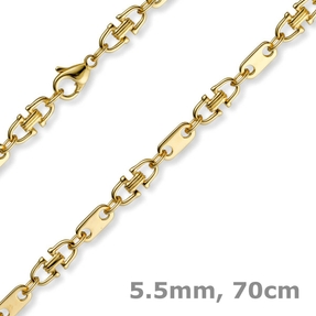 5,5mm Platte-Steigbügel Kette Collier Halskette, 750 Gold Gelbgold, 70cm
