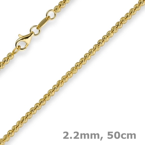 2,2mm Kette Collier Kügelchenkette Kugelkette 750 Gold Gelbgold 50cm Damen