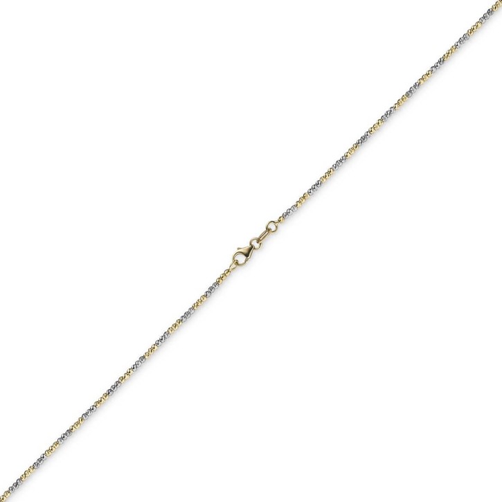 1.8mm Kugelarmband 750 Gelbgold Weißgold 21cm