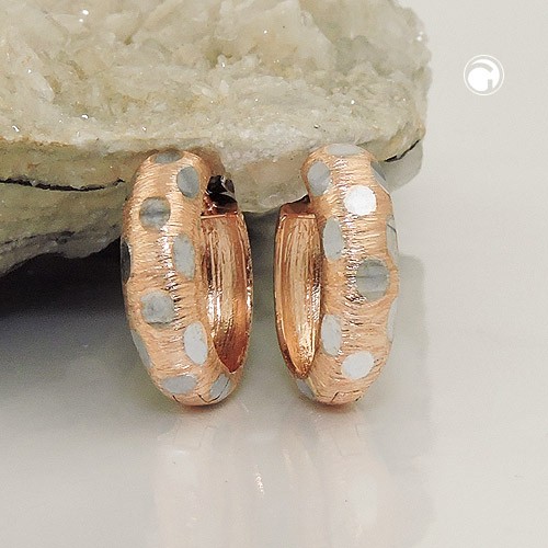 Creolen 15x5mm mit Muster 375 Gold bicolor