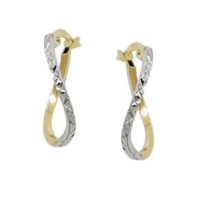 Paar Creolen Ohrringe oval 375 Gold Gelbgold rhodiniert bicolor Ohrschmuck Damen