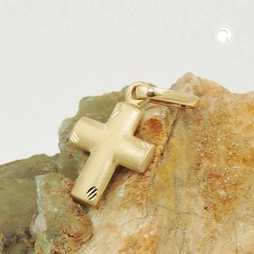 Anhänger Kreuz 12x10mm abgerundet 375 Gelbgold