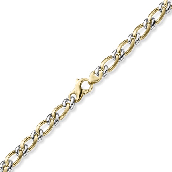 8mm Panzer-Figaro Kette 585 Gold gelb weiß 55cm