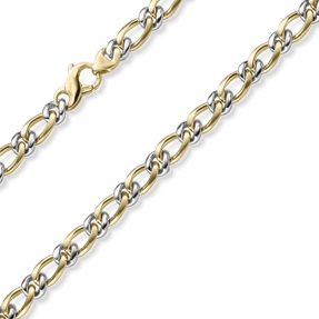 8mm Panzer-Figaro Phantasie Kette Halskette aus 585 Gelbgold & Weißgold 60cm 8mm Panzer-Figaro Phantasie Kette Halskette aus 585 Gelbgold & Weißgold 60cm