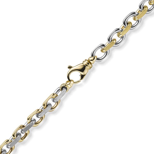 6mm Ankerkette 585 Gelbgold und Weißgold bicolor 60cm