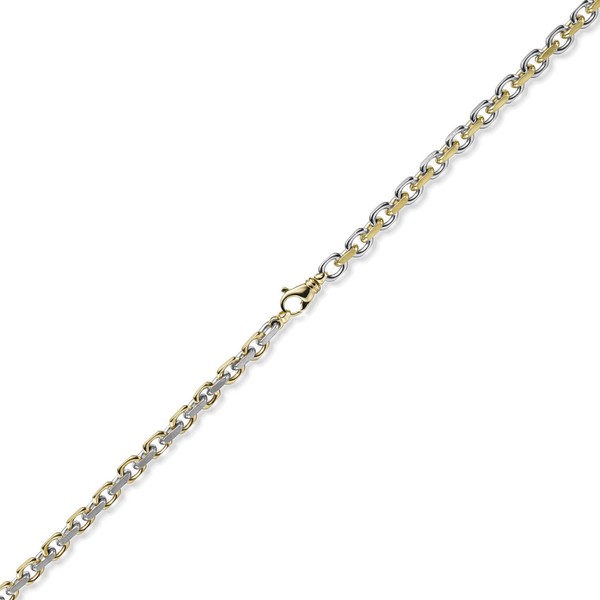 6mm Ankerkette 585 Gelbgold und Weißgold bicolor 60cm