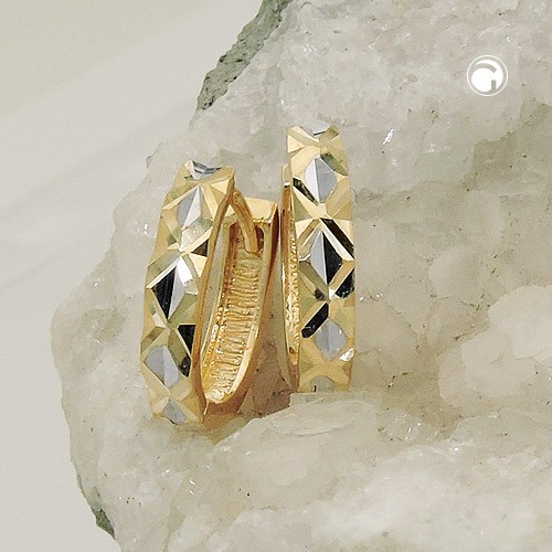 Creolen mit Rhomben-Muster 375 Gold bicolor
