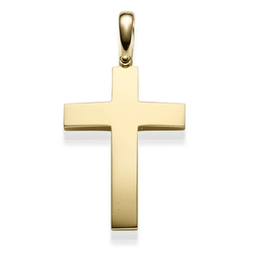 Großer Anhänger Kreuz 44,5x30mm 585 Gold Gelbgold Halsschmuck schlicht glänzend