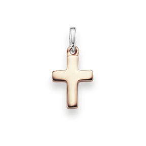 Anhänger Kreuz 20x9,5mm aus 585 Gold Weißgold & Rotgold bicolor schlicht Anhänger Kreuz 20x9,5mm aus 585 Gold Weißgold & Rotgold bicolor schlicht
