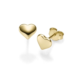 Paar Ohrringe Ohrstecker Herzen 7,2x6,2mm 585 Gold Gelbgold glänzend schlicht
