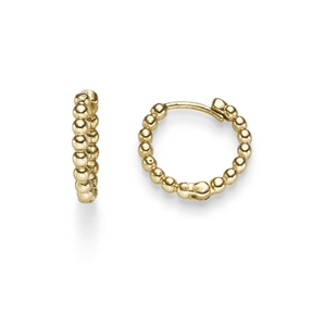 Paar kleine Ohrringe Creolen Kügelchen 12,5x2mm 585 Gold Gelbgold Ohrschmuck