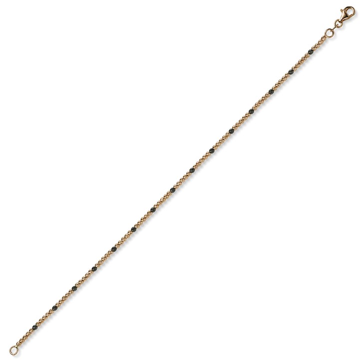 1.8mm Kugel-Armband aus 585 Rotgold teil-schwarz 19cm