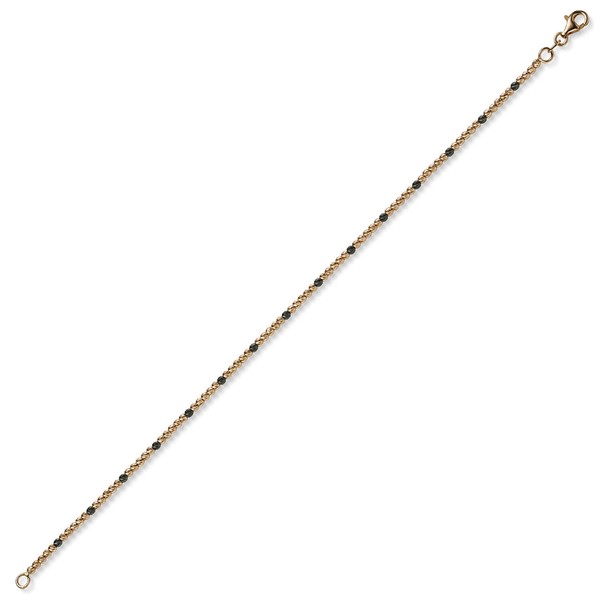 1.8mm Kugel-Armband aus 585 Rotgold teil-schwarz 19cm