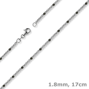 1,8mm Kugel-Armband Armkette aus 585 Gold Weißgold teil-schwarz-rhodiniert 17cm 1,8mm Kugel-Armband Armkette aus 585 Gold Weißgold teil-schwarz-rhodiniert 17cm