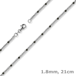 1,8mm Kugel-Armband Armkette aus 585 Gold Weißgold teil-schwarz-rhodiniert 21cm 1,8mm Kugel-Armband Armkette aus 585 Gold Weißgold teil-schwarz-rhodiniert 21cm