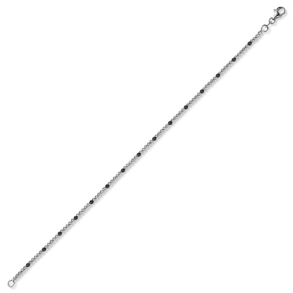 1.8mm Kugel-Armband 585 Weißgold teil-schwarz 21cm