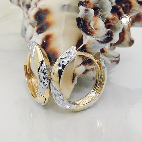 Creolen 14x4mm aus 375 Gold bicolor glänzend