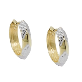 Creolen 14x4mm Ohrringe aus 375 Gold Gelbgold bicolor diamantiert glänzend