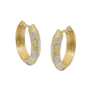 Creolen 14x3mm Ohrringe mit Muster 375 Gold Gelbgold bicolor Ohrschmuck