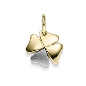 Anhänger Glückszeichen Kleeblatt 585 Gold Gelbgold & Weißgold matt-glänzend Anhänger Glückszeichen Kleeblatt 585 Gold Gelbgold & Weißgold matt-glänzend