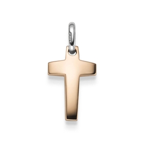 Anhänger Kreuz 22x10mm aus 585 Gold Rotgold & Weißgold schlicht massiv Anhänger Kreuz 22x10mm aus 585 Gold Rotgold & Weißgold schlicht massiv