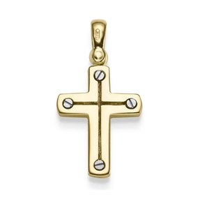 Anhänger Kreuz 26x13,5mm aus 585 Gold Gelbgold & Weißgold schlicht massiv Anhänger Kreuz 26x13,5mm aus 585 Gold Gelbgold & Weißgold schlicht massiv
