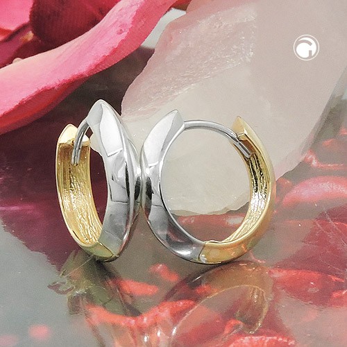 Creolen 14x3mm aus 375 Gold gelb weiß