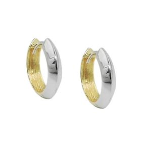 Creolen 14x3mm Ohrringe Ohrschmuck glänzend bicolor 375 Gold Gelbgold Weißgold