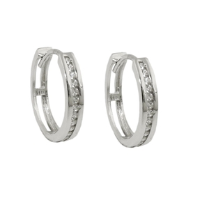 Creolen 14x3mm Ohrringe Ohrschmuck mit Zirkonia weiß schmal 375 Gold Weißgold