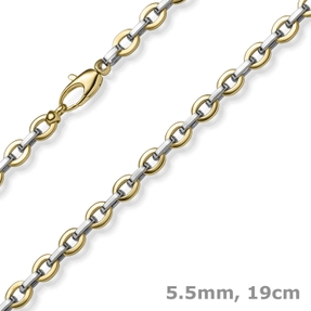 5,5mm Phantasie-Armband Armkette Armschmuck 585 Gold Gelbgold & Weißgold 19cm 5,5mm Phantasie-Armband Armkette Armschmuck 585 Gold Gelbgold & Weißgold 19cm
