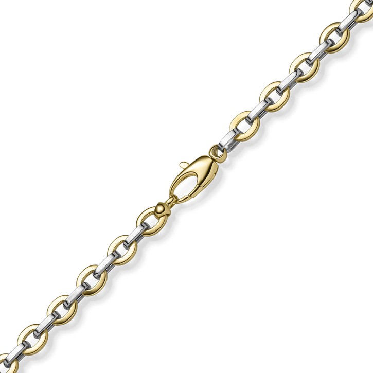 5.5mm Phantasie-Kette aus 585 Gold gelb weiß 50cm