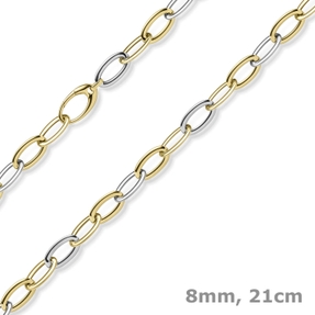 8mm Weit-Anker-Armband Phantasie Armschmuck 585 Gold Gelbgold & Weißgold 21cm 8mm Weit-Anker-Armband Phantasie Armschmuck 585 Gold Gelbgold & Weißgold 21cm