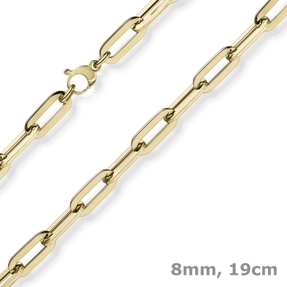 8mm Paper Clip Armband Armschmuck Armkette 585 Gold Gelbgold 19cm
