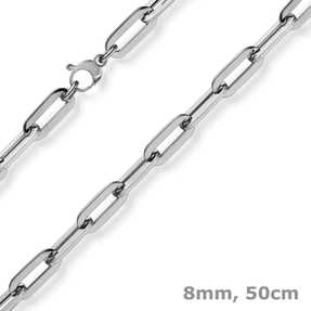 8mm Paper Clip Kette Halskette Collier aus 585 Gold Weißgold 50cm