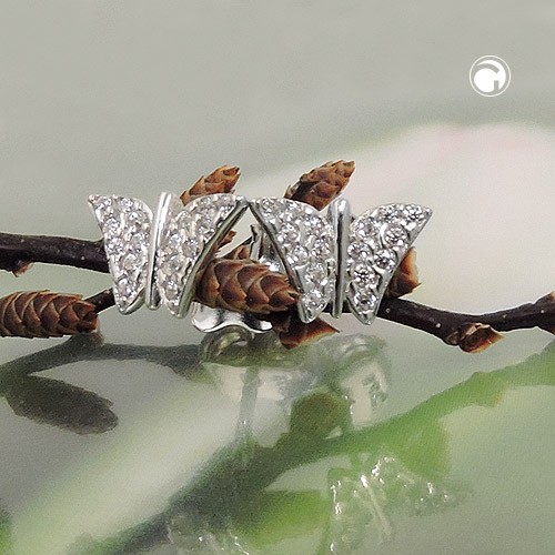 Ohrstecker Schmetterling mit Zirkonia 375 Weißgold