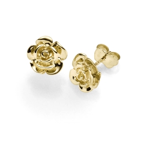 Paar Ohrstecker Rose Blüte 9mm aus 585 Gelbgold Ohrringe Ohrschmuck glänzend