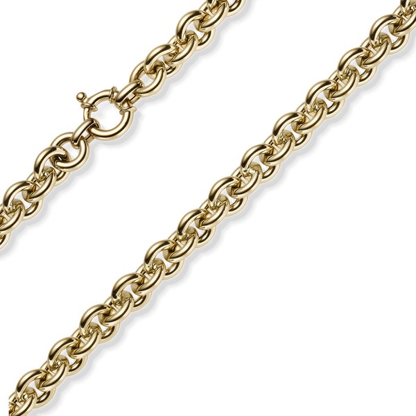 10mm Ringelarmband Rund-Ankerkette 585 Gelbgold 19cm