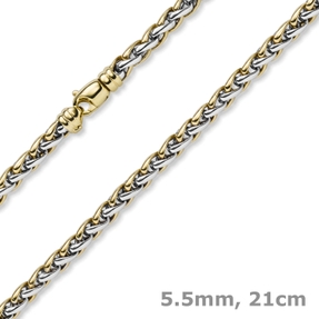 5,5mm Zopf-Armband Armschmuck Armkette 585 Gold Gelbgold & Weißgold bicolor 21cm 5,5mm Zopf-Armband Armschmuck Armkette 585 Gold Gelbgold & Weißgold bicolor 21cm