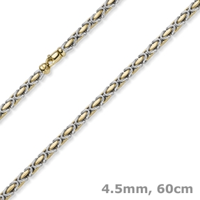 4,5mm Königskette Halskette Kette aus 585 Gold gelb/weiß bicolor 60cm Unisex 4,5mm Königskette Halskette Kette aus 585 Gold gelb/weiß bicolor 60cm Unisex