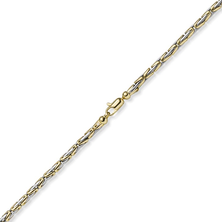 3mm Armband runde Königskette 585 Gold bicolor 21cm