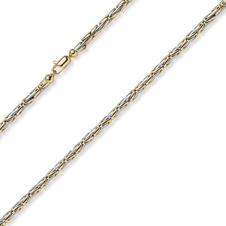 3mm Armband runde Königskette 585 Gold bicolor 21cm