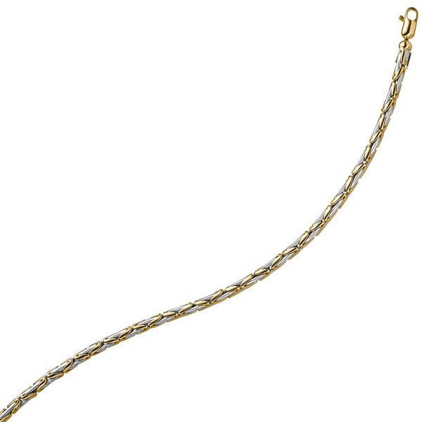 3mm Armband runde Königskette 585 Gold bicolor 21cm