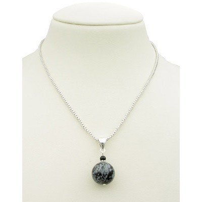 Anhänger aus Schneeflocken-Obsidian und Onyx