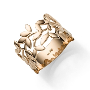 Ring Olivenzweig aus 585 Gold Rotgold Breite 12mm glänzend Fingerring Damen Ring Olivenzweig aus 585 Gold Rotgold Breite 12mm glänzend Fingerring Damen