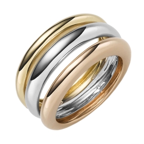 Ring Damenring aus 585 Gold gelb/weiß/rot tricolor Trinity glänzend Breite 11mm
